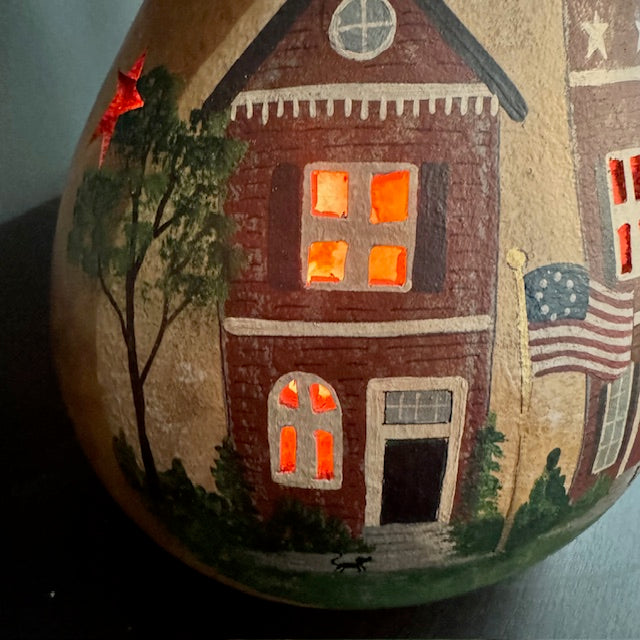 The Mule Barn - Lighted Gourd -  Hometown USA