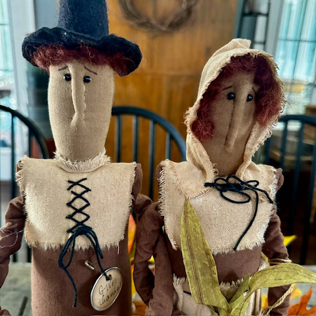 Brown House Ornament - Pilgrim Couple