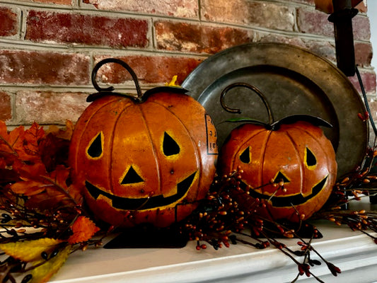 Recycled Metal - Large Jack-O-Lantern Light