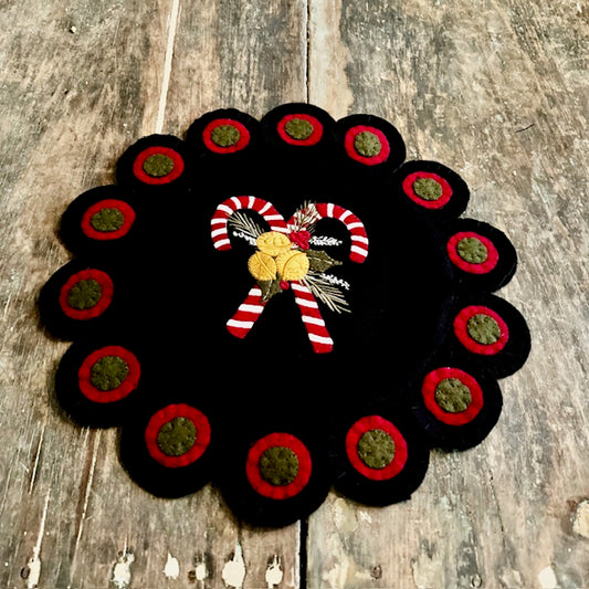 Candle Mat - Candy Canes